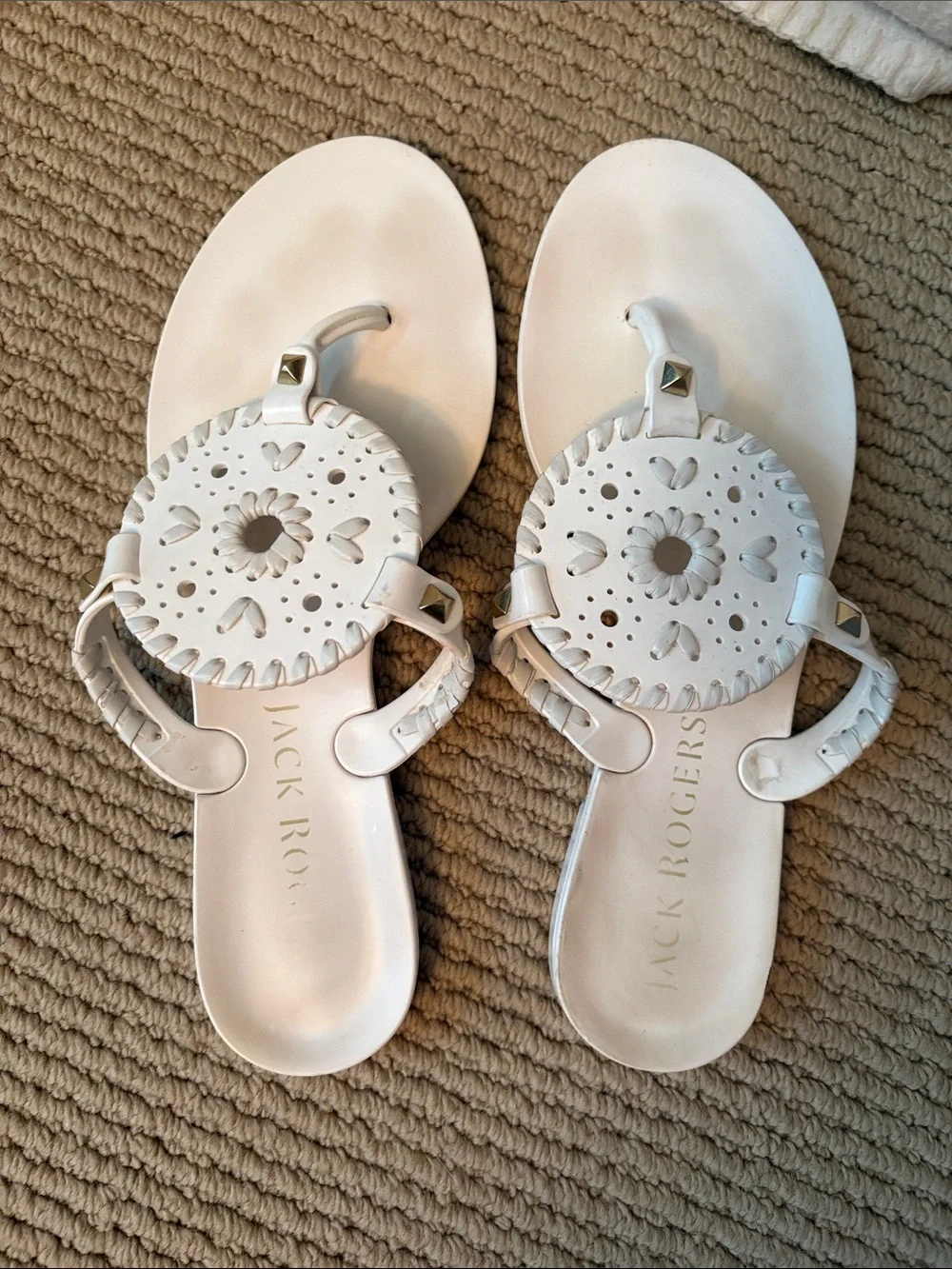Jack Rogers White Leather Sandal